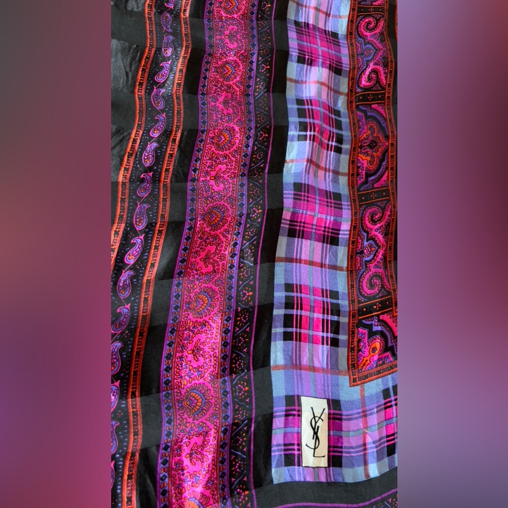 YSL Scarf. 100% Silk. Hand Rolled Edges.